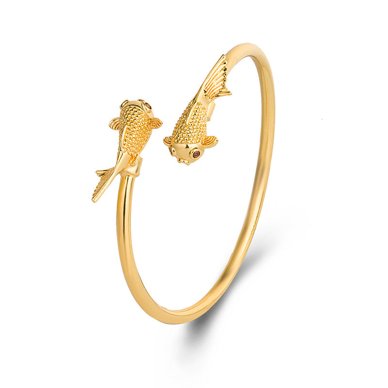 Wear FengShui Double Koi Fish Copper Prosperity Wealth Bracelet