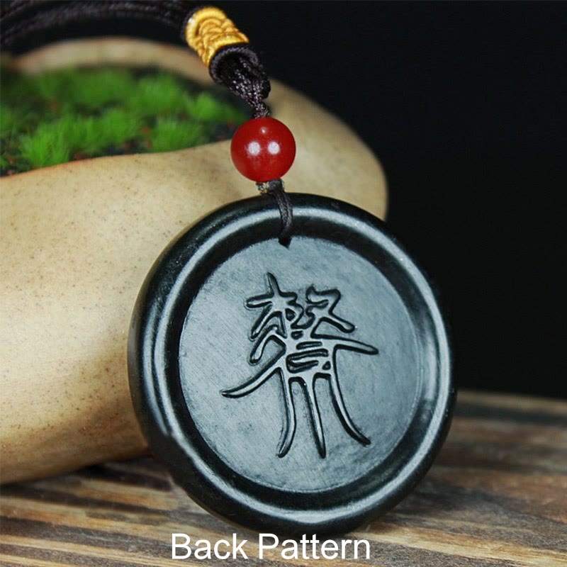 Wear FengShui Natural Hetian Cyan Jade Yin Yang Luck Harmony Necklace Pendant