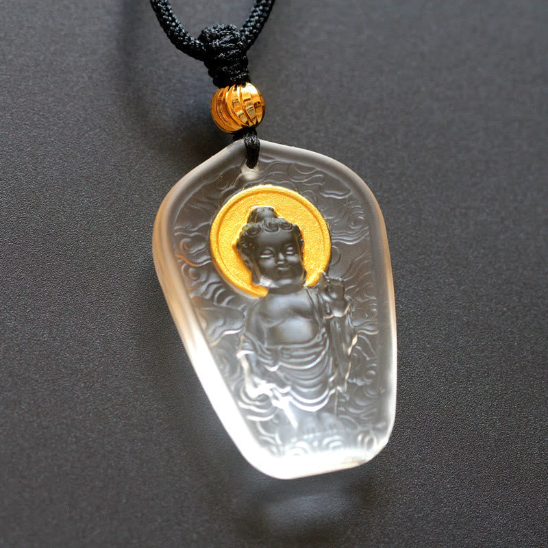 Wear FengShui Tibetan Buddha Liuli Crystal Serenity Necklace Pendant