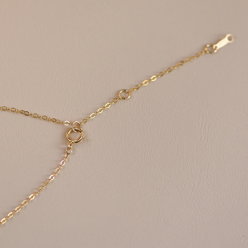 Wear FengShui 14K Gold Plated Pearl Hetian Jade Shell Luck Cat Kitten Necklace Pendant