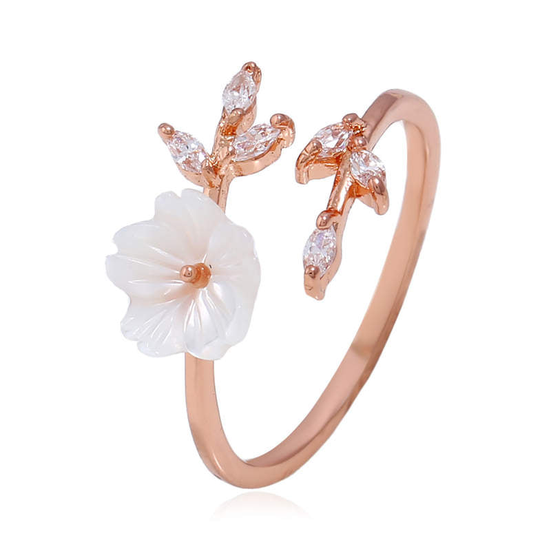 Wear FengShui Plum Blossom Leaf Pattern Copper Luck Ring