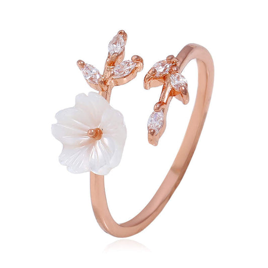 Wear FengShui Plum Blossom Leaf Pattern Copper Luck Ring