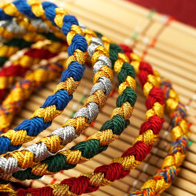 Wear FengShui Handmade Tibetan Five God Of Wealth Dragon Scale Rope Luck Braid Bracelet