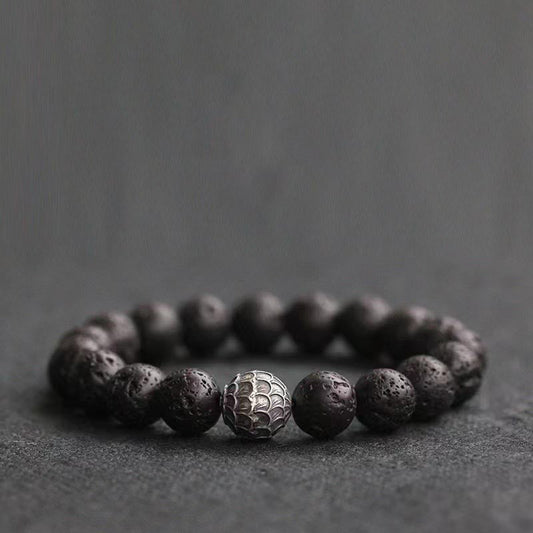 Wear FengShui Lava Rock Fish Scales Bead Healing Bracelet
