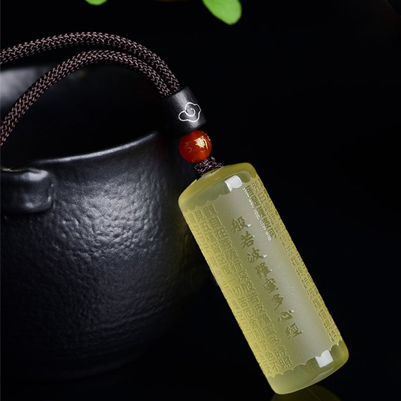 Wear FengShui Heart Sutra Citrine Happiness Strength Necklace Pendant