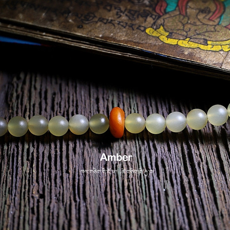 Wear FengShui 108 Mala Beads Tibet Sheep Horn Amber Luck Bracelet