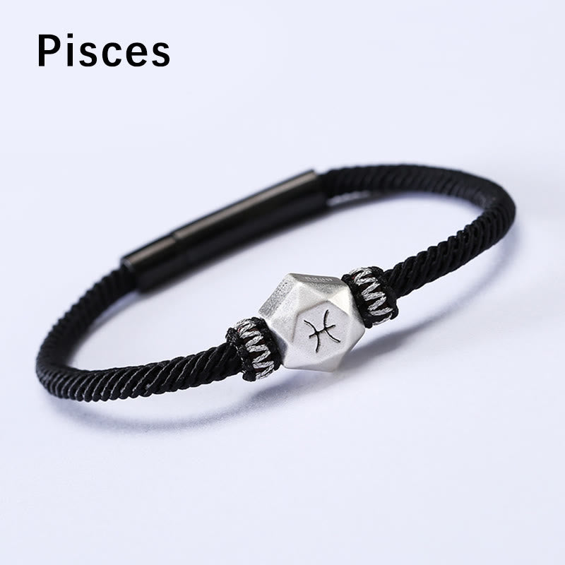 Wear FengShui 999 Sterling Silver 12 Constellations of the Zodiac Protection Handmade String Bracelet