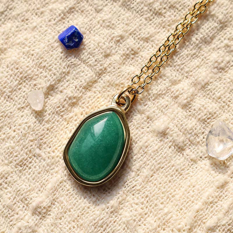 Wear FengShui Natural Green Aventurine Amethyst Rose Quartz Blessing Necklace Pendant