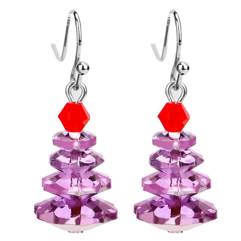Wear FengShui Various Crystals Christmas Tree Amethyst Peace Healing Drop Earrings