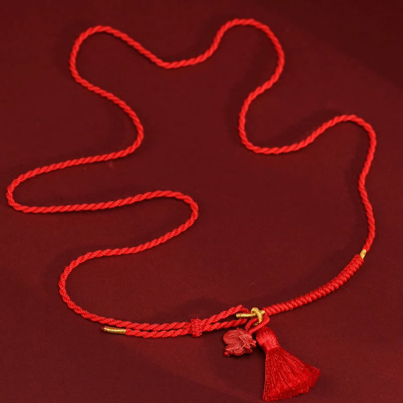Wear FengShui Natural Cinnabar Dragon Blessing Red String Belly Chain