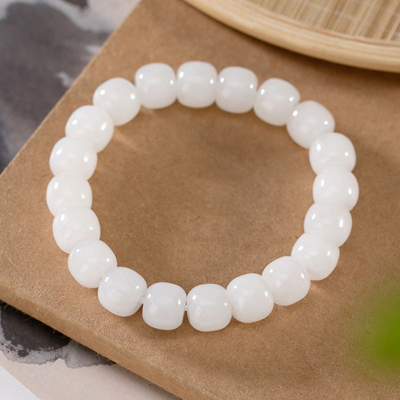 Wear FengShui Hetian White Jade Happiness Blessing Bracelet