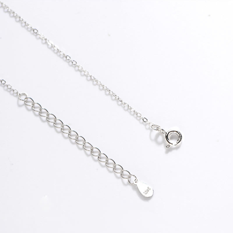 Wear FengShui 925 Sterling Silver White Agate Fu Character Happiness Luck Necklace Pendant