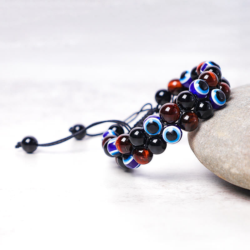 Wear FengShui Evil Eye Hematite Tiger Eye Protection Beaded Bracelet