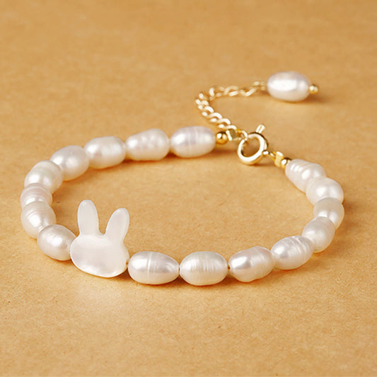 Wear FengShui Natural Pearl Cute Rabbit Sincerity Bracelet