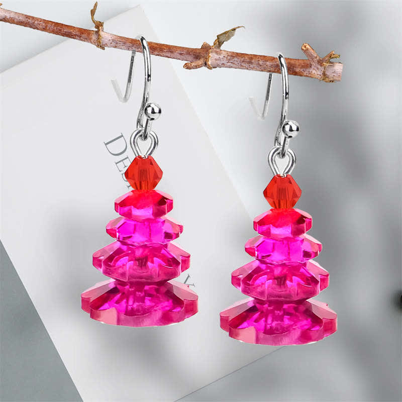 Wear FengShui Various Crystals Christmas Tree Amethyst Peace Healing Drop Earrings