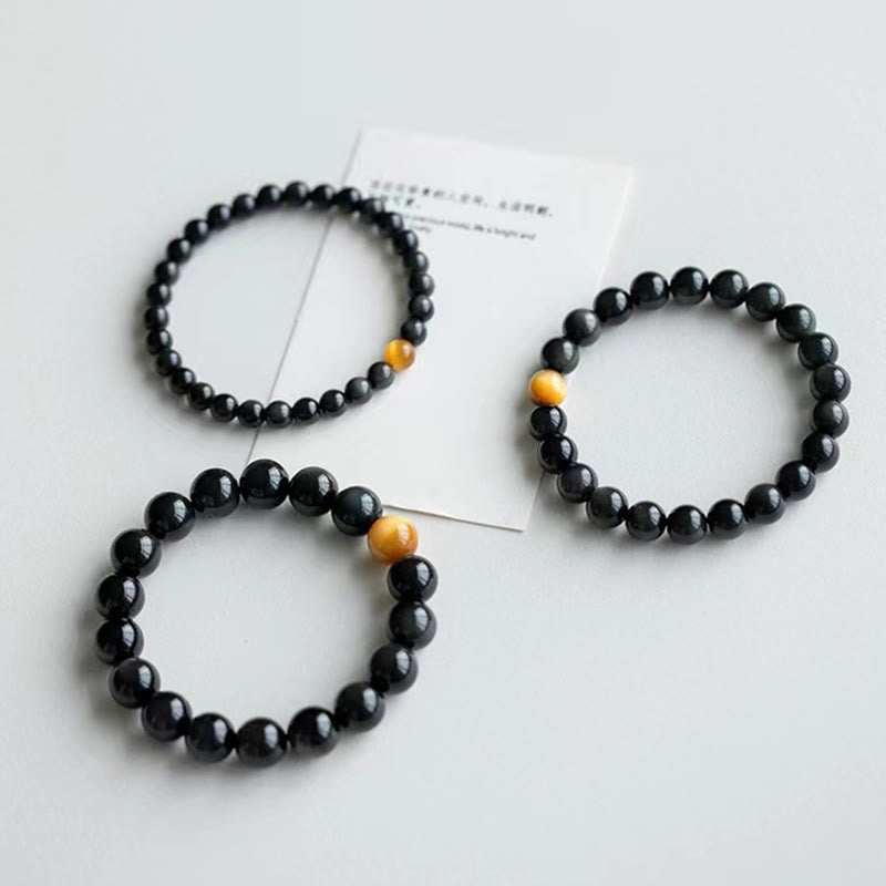 Wear FengShui Natural Rainbow Obsidian Tiger Eye Positive Love Bracelet