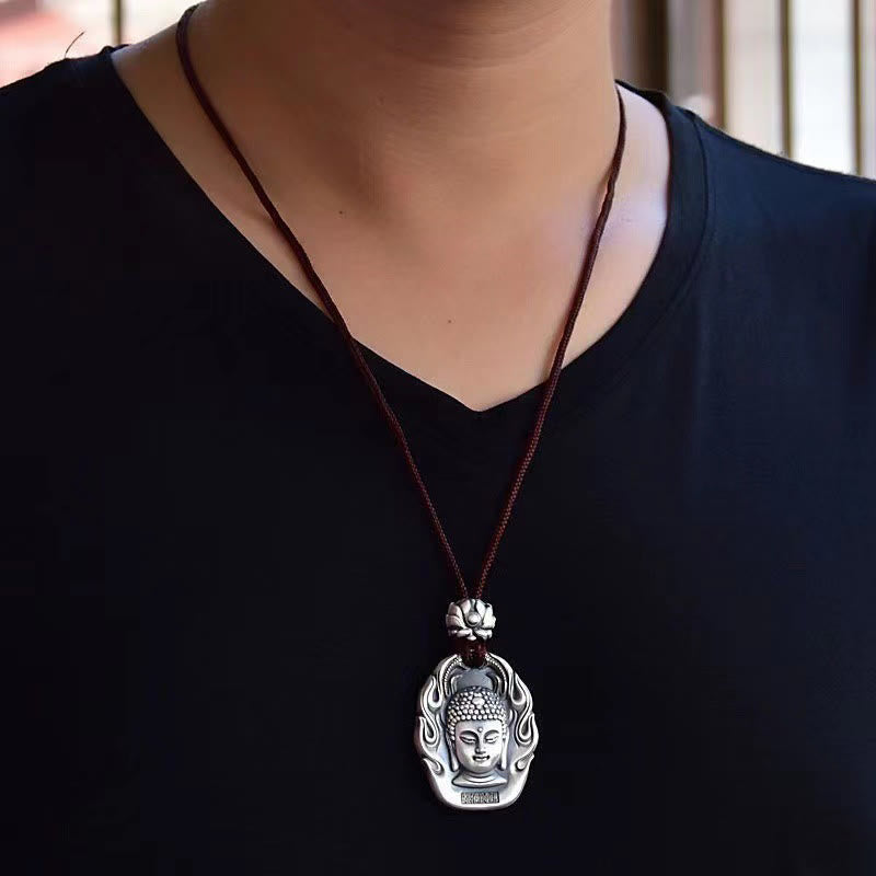 Wear FengShui Chinese Zodiac Natal Buddha Om Mani Padme Hum Lotus Compassion Necklace Pendant