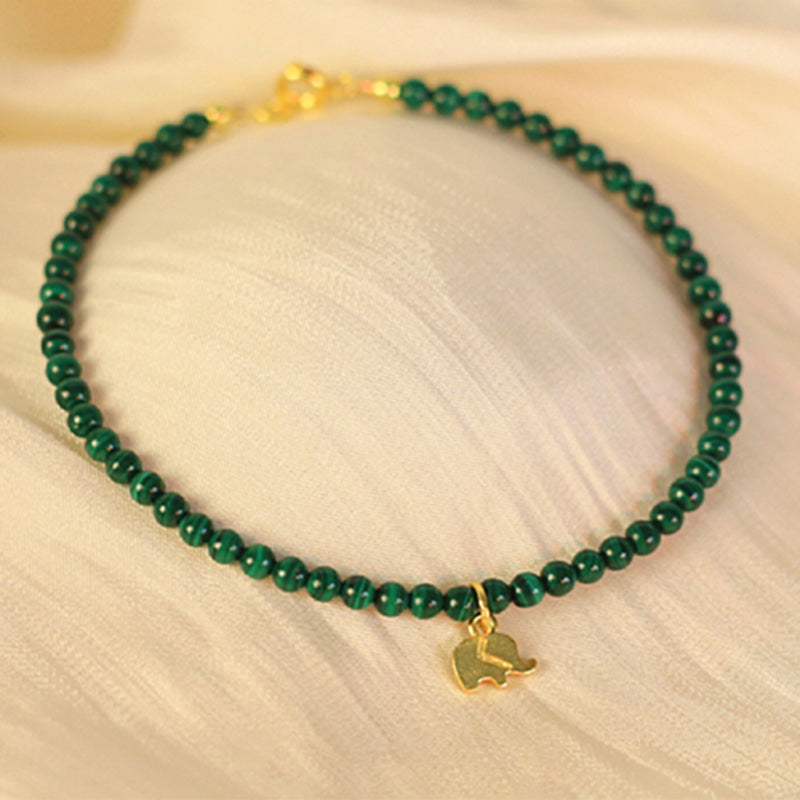 Wear FengShui Natural Malachite Elephant Anti-Anxiety Charm Bracelet
