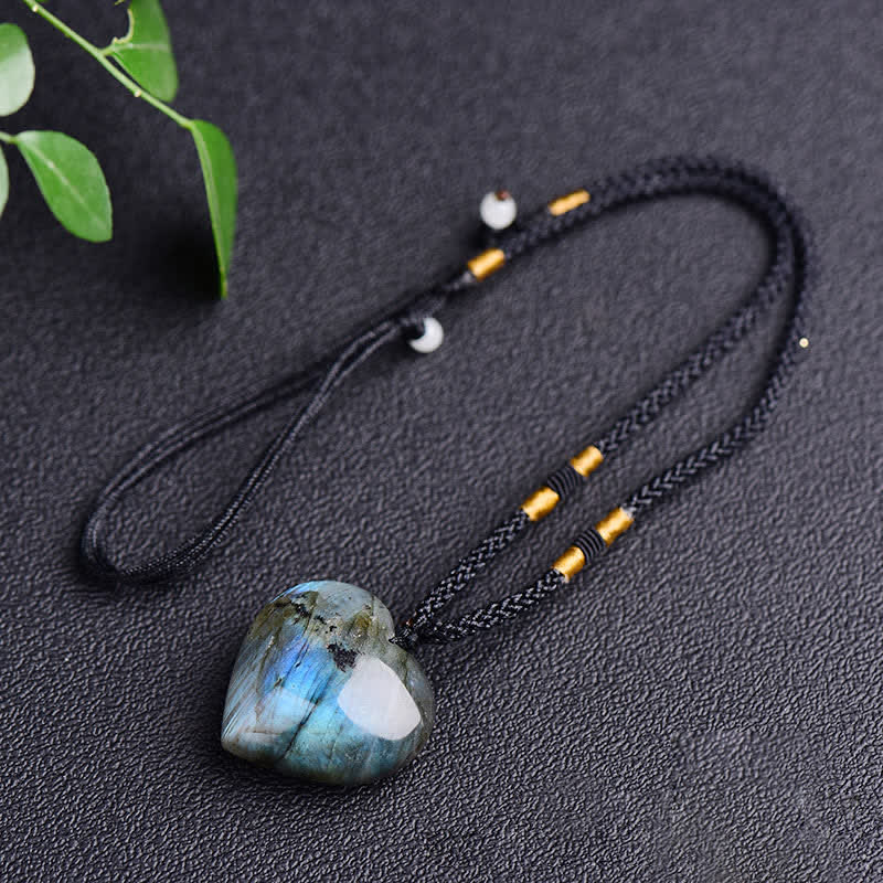 Wear FengShui Labradorite Love Heart Support Necklace Pendant