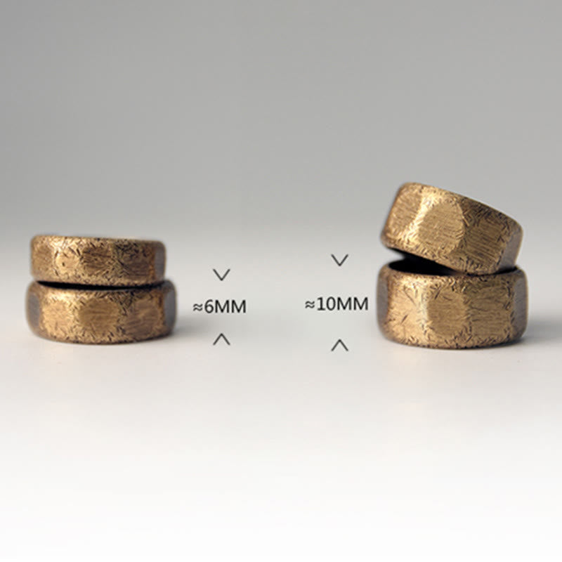 Wear FengShui Tibetan Simple Design Copper Brass Frosted Wealth Ring