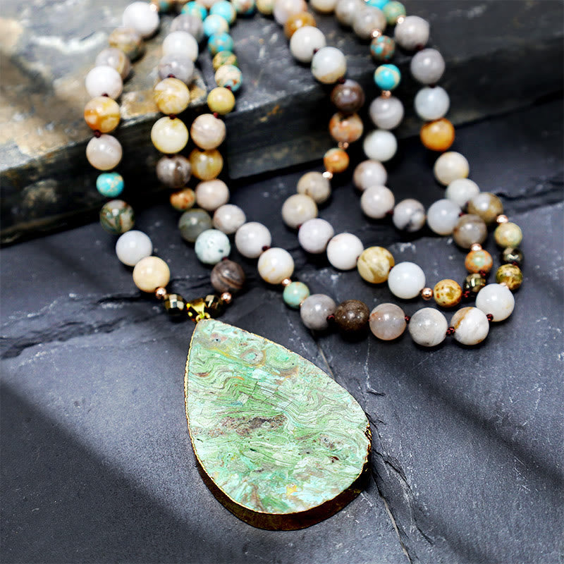 Wear FengShui Natural Ocean Picasso Jasper Beaded Healing Neckace