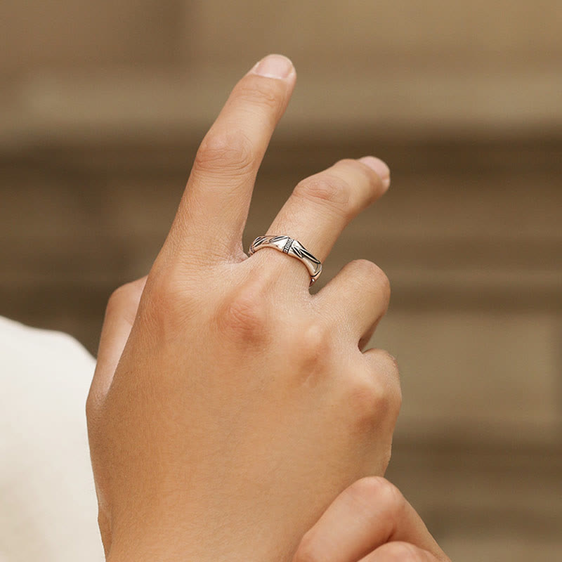 Wear FengShui Simple Bamboo Design Copper Luck Wealth Adjustable Ring