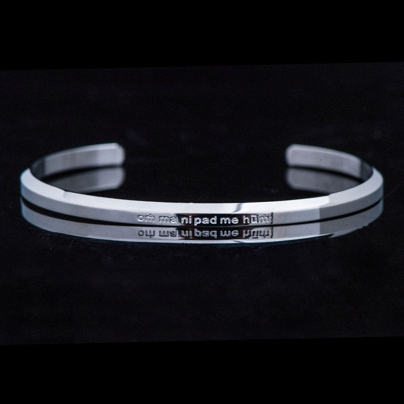 Wear FengShui Six True Words Engraving Titanium Steel Blessing Protection Bracelet