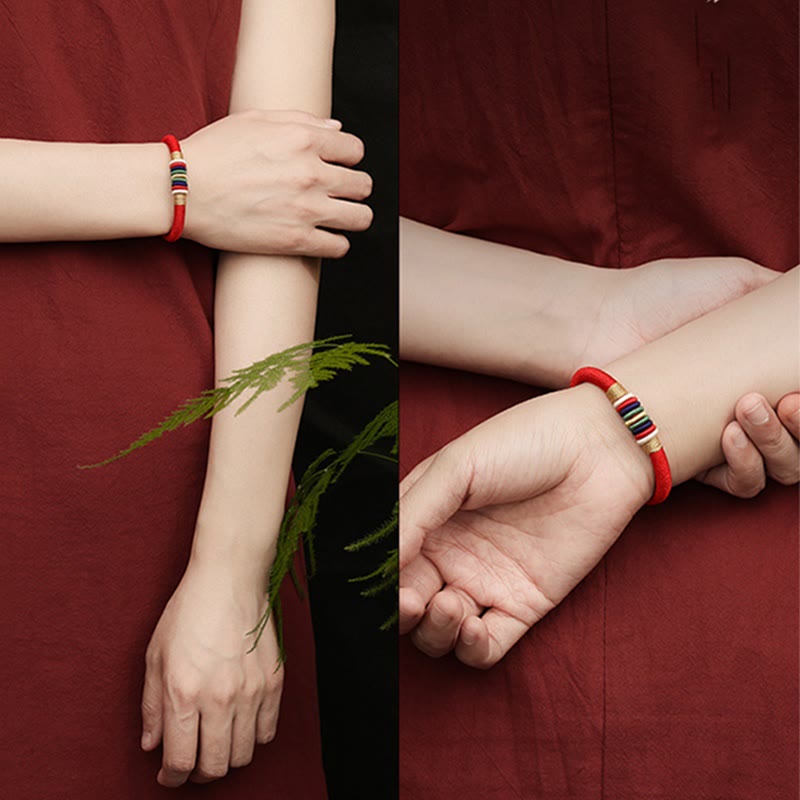 Wear FengShui Tibetan Handmade Colorful King Kong Knot Five Elements Luck Braid String Bracelet