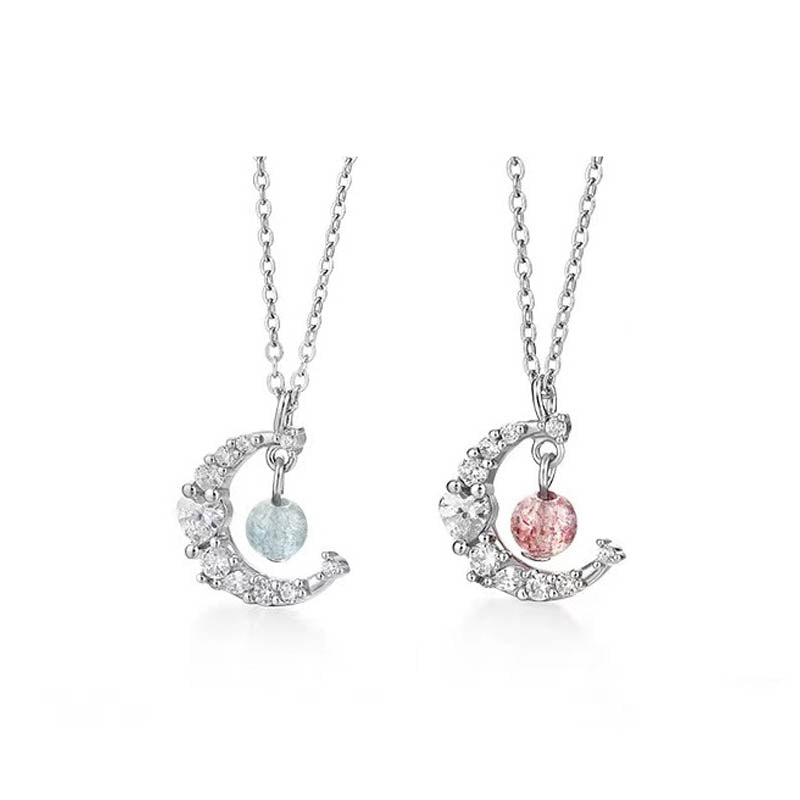 Wear FengShui Strawberry Quartz Blue Crystal Love Healing Necklace