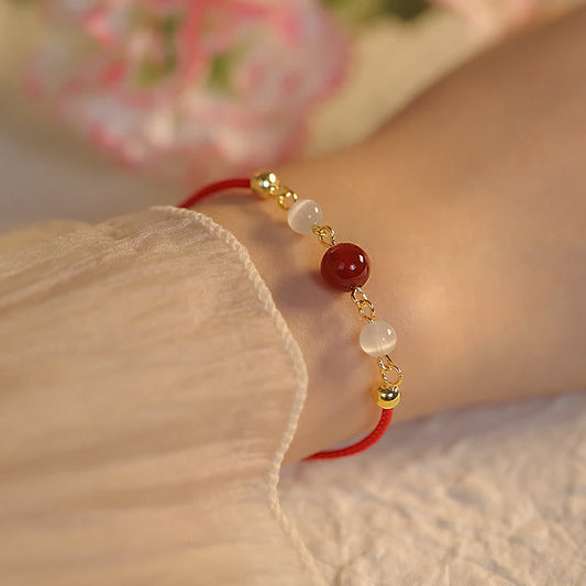 Wear FengShui Red Agate Cat Eye Braided String Confidence Bracelet