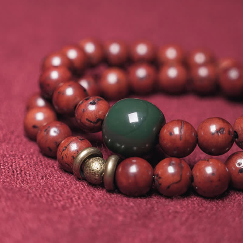 Wear FengShui Bodhi Seed Cyan Jade Copper Peace Luck Bracelet