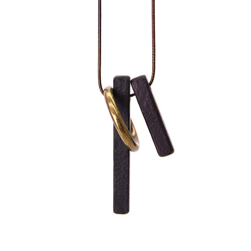 Wear FengShui Zen Circle Ebony Wood Enlightenment Necklace Pendant
