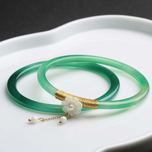 Wear FengShui Natural Cyan White Jade Success Bracelet