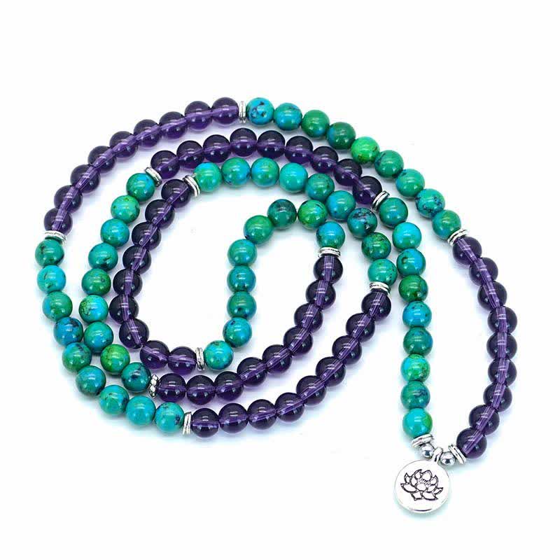 Wear FengShui Amethyst Green Aventurine Spiritual Lotus Charm Bracelet