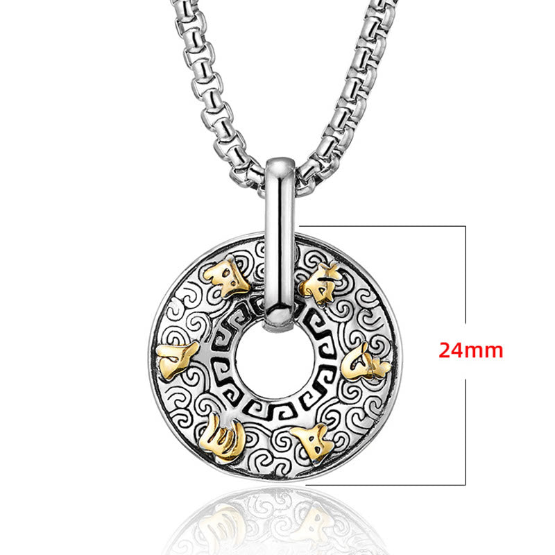 Wear FengShui Tibetan Om Mani Padme Hum Peace Buckle Creativity Necklace Pendant