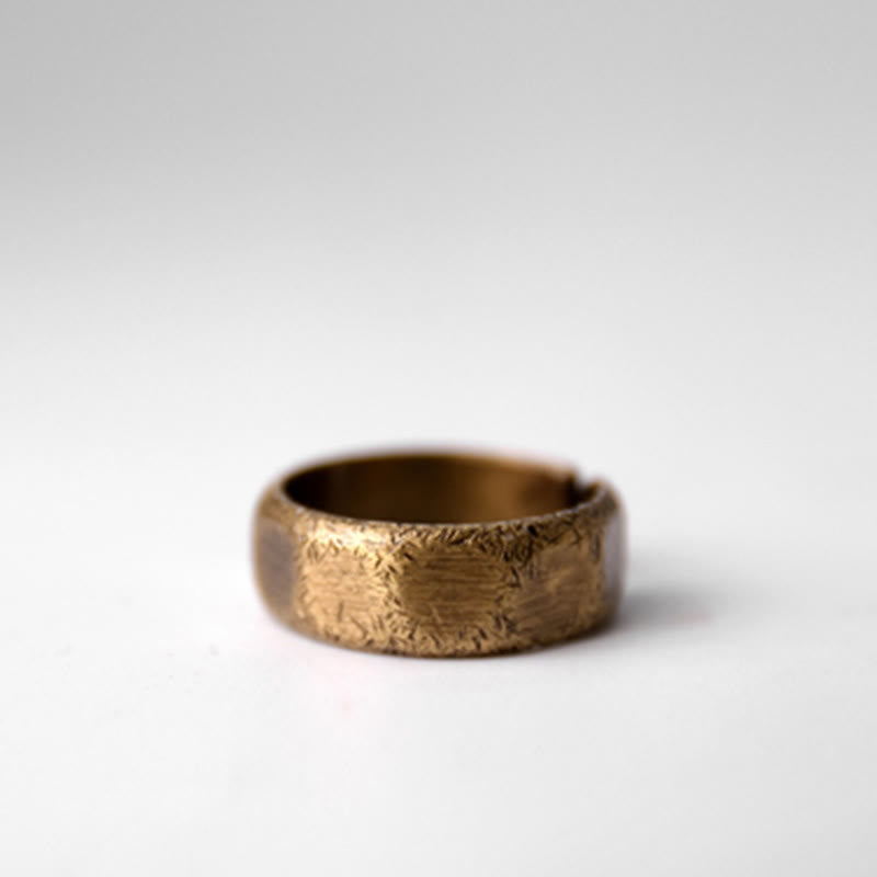 Wear FengShui Tibetan Simple Design Copper Brass Frosted Wealth Ring