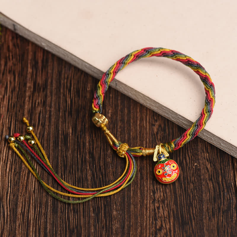 Wear FengShui Gold Swallowing Beast Family Luck Reincarnation Knot Colorful String Bracelet