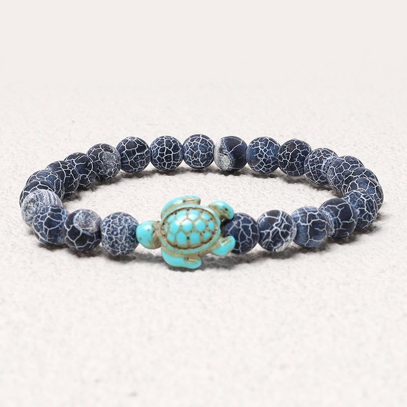 Wear FengShui Natural Stone Sea Turtle Turquoise Blessing Bracelet