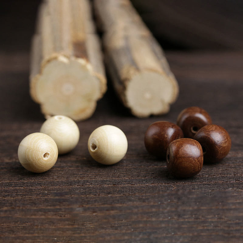 Wear FengShui Natural Abelia Biflora Wood Hetian Jade Bamboo Bead Warding Off Evil Spirits Bracelet