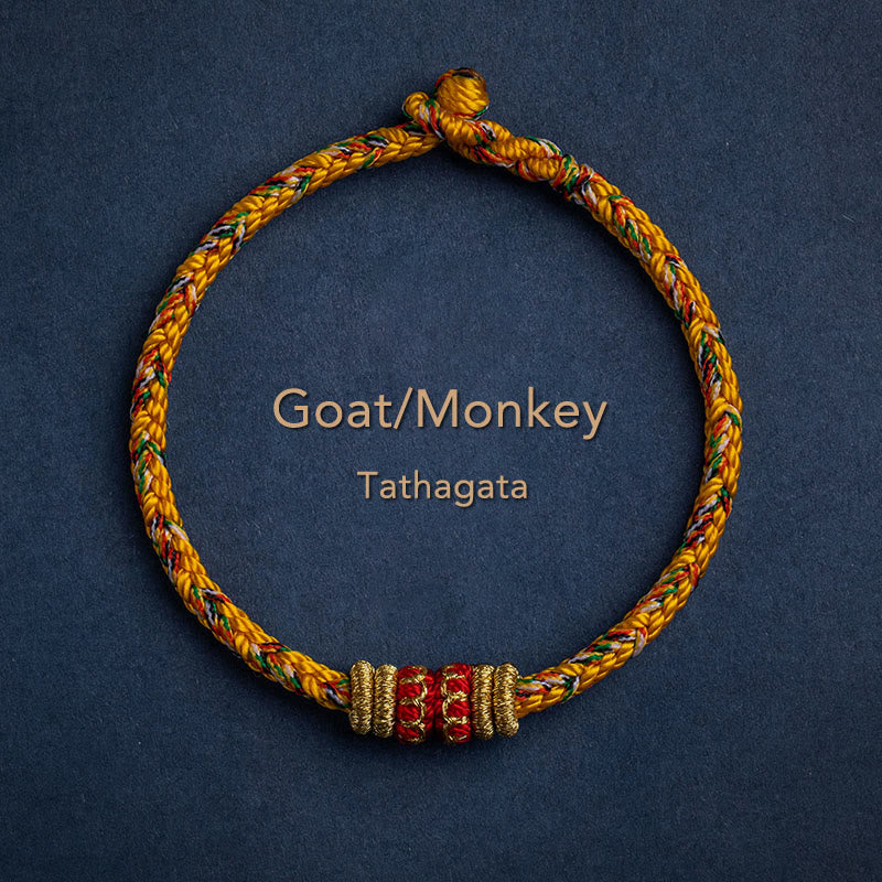 Wear FengShui Tibet Handmade Chinese Zodiac Natal Buddha Luck Strength Braided String Bracelet
