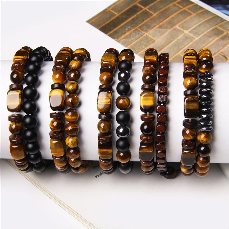 Wear FengShui Tiger Eye Frosted Stone Hematite Courage Bracelet