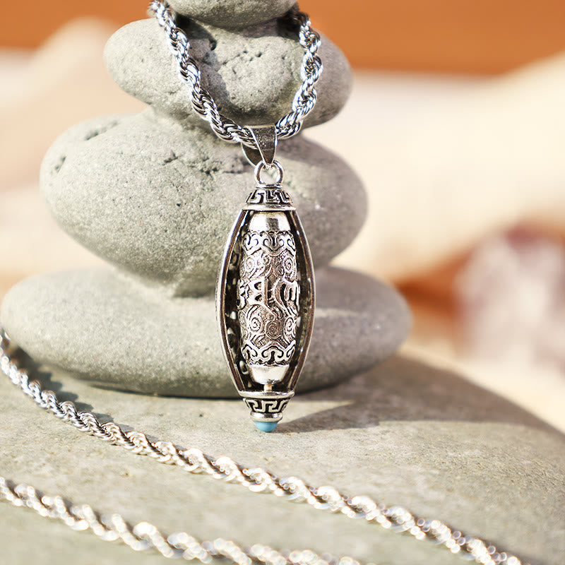 Wear FengShui Tibet Om Mani Padme Hum Protection Necklace Rotatable Pendant