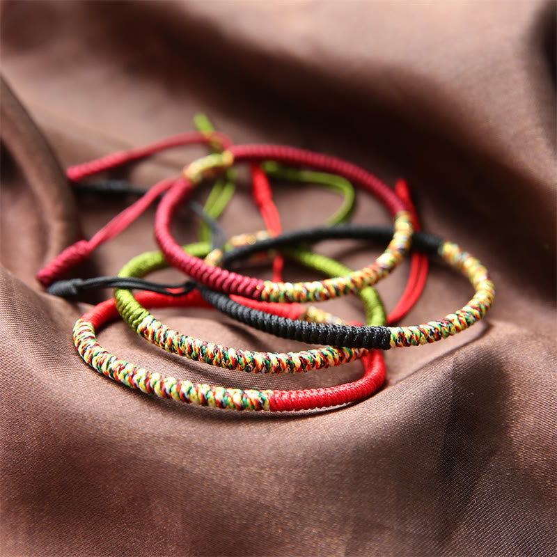 Wear FengShui Tibetan Handmade Multicolor King Kong Knot Luck Strength Braided Bracelet