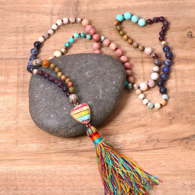 Wear FengShui Tibetan Turquoise Lazurite Zebra Jasper Balance Necklace