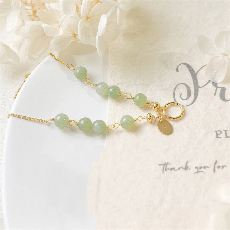 Wear FengShui Unique Natural Hetian Jade 14K Gold filled Luck Beaded Bracelet