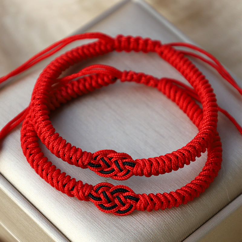 Wear FengShui 2Pcs Tibetan Luck Chinese Knot Protection String Bracelet