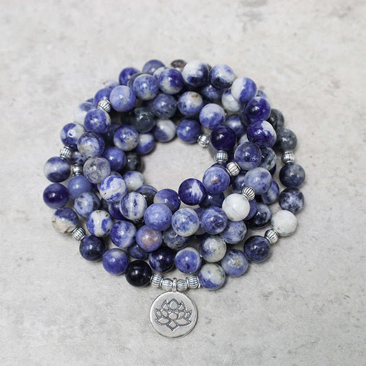 Wear FengShui Natural Blue Aventurine Lotus Peace Necklace Bracelet