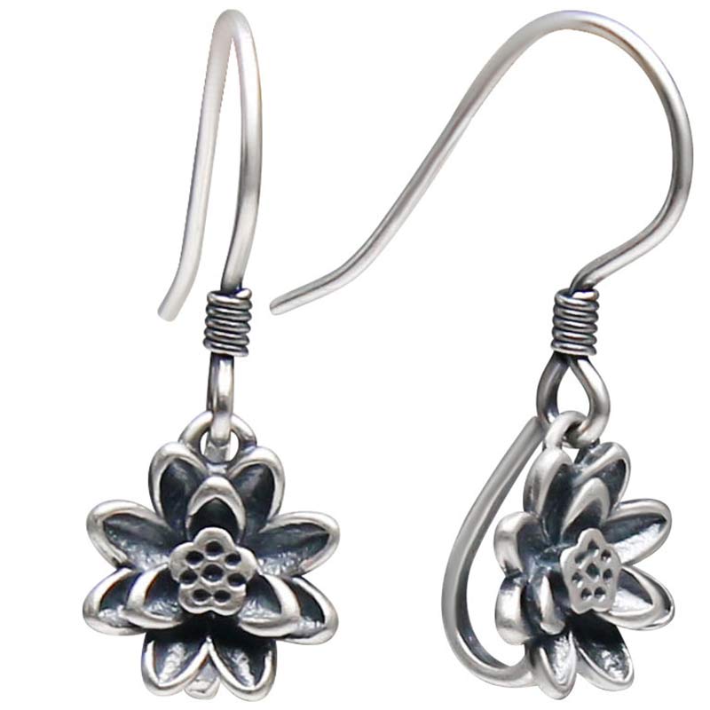 Wear FengShui 925 Sterling Silver Lotus Flower Enlightenment Earrings