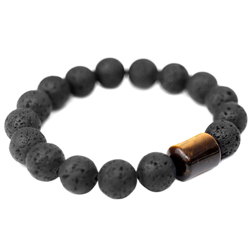 Wear FengShui Lava Rock Ebony Wood Tiger Eye Healing Bracelet