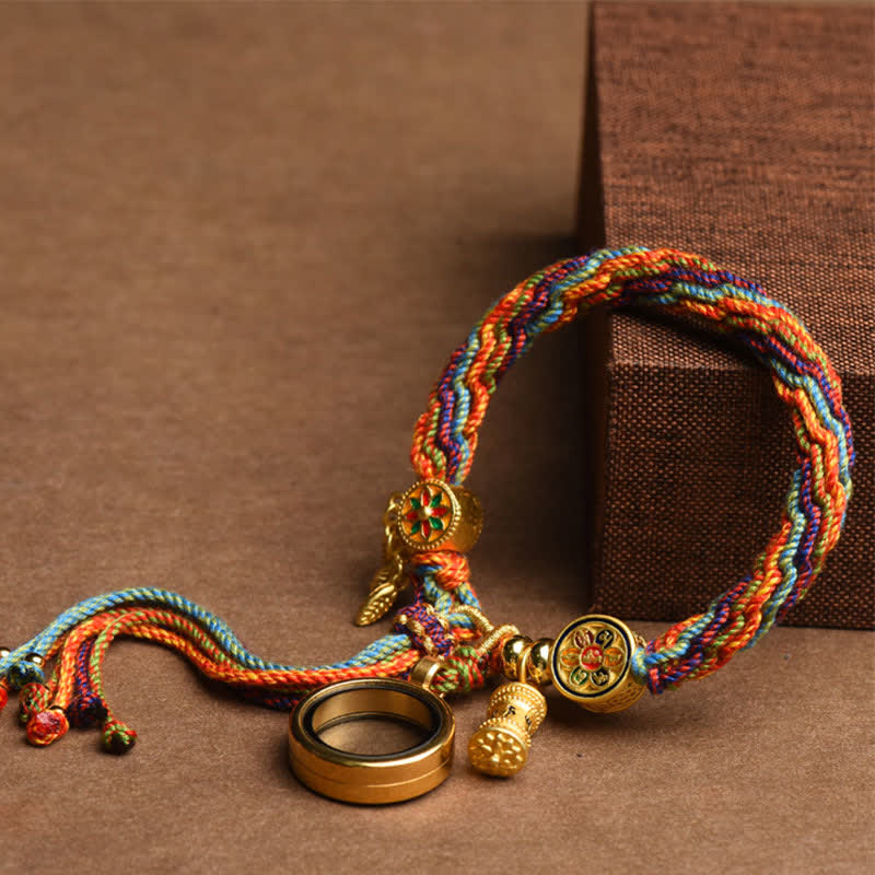 Wear FengShui Tibetan Om Mani Padme Hum Dreamcatcher Luck Colorful Reincarnation Knot String Bracelet